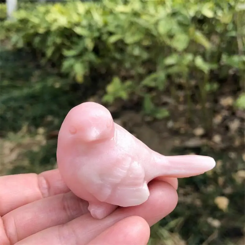 Sculpture d'oiseau en opale rose naturelle, Animal poli, Statue de guérison puissante pour la décoration de la maison, cadeau de vacances, 1 pièce