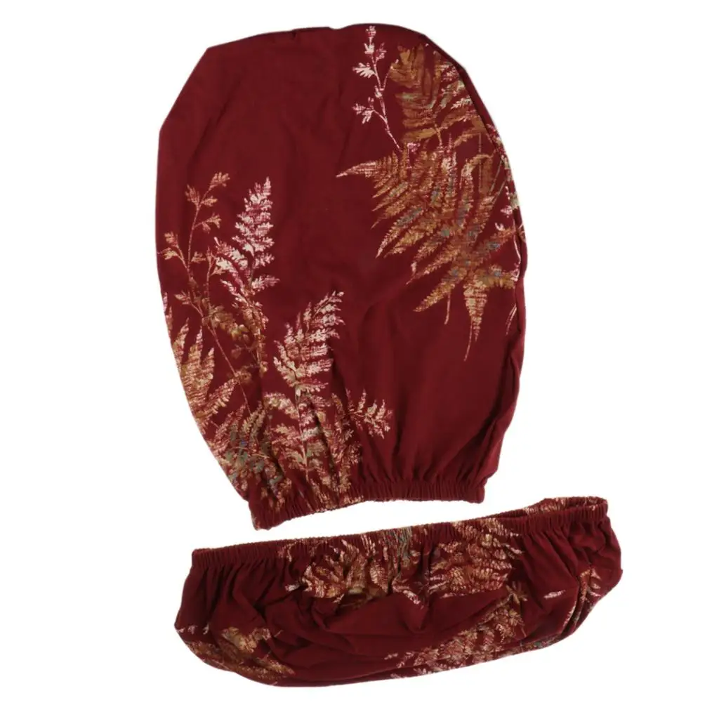 Soft Durable Stretch Office Desk Covers Floral Pattern Computer Slipcover , Leaves-Wine Red