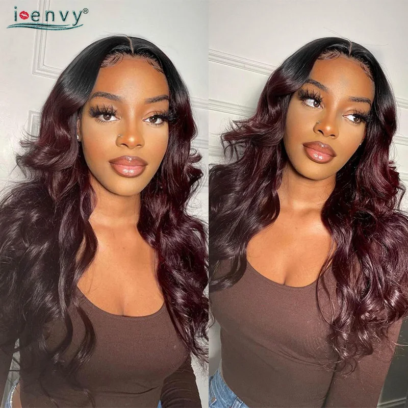 Burgundy Body Wave 4X4 Wear And Go Glueless Wig Human Hair Transparent Lace Closure Wigs For Black Women Ready To Go Pre Cut Wig