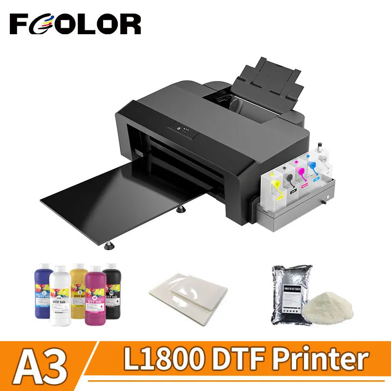 Fcolor A3 T-shirt Printing Machine for Epson L1800 Inkjet Printer with Continuous Ink Supply System DTF Printer