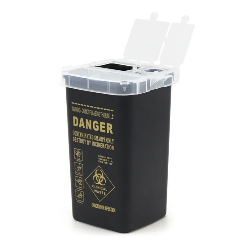 1L Tattoo Needles Garbage Buckets Collection Danger Waste Small Cabinet with Lid Medical Supplies Container Waste Box