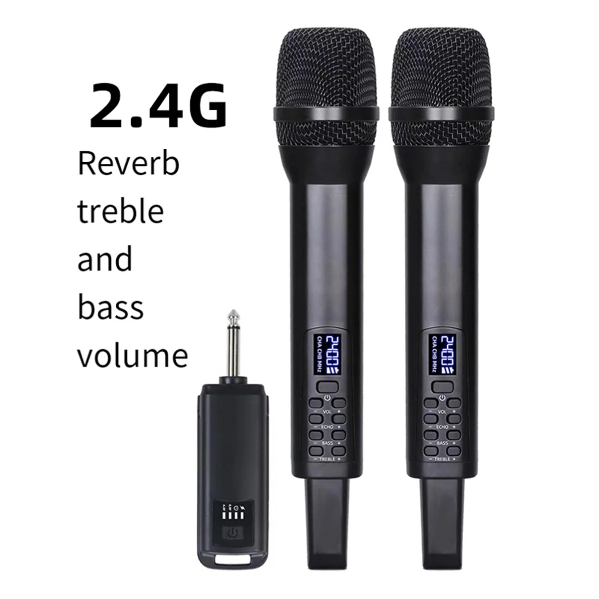 A92Z Karaoke Wireless Microphone Receiver Audio Singing Performance Echo Treble Bass 2.4G Wireless Handheld Microphone