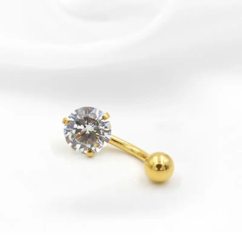 

1 шт. Золотая пупка пирсинг ASTM G23 титановые цирконы кольцо-пирсинг для пупка Украшения для тела супер красивое кольцо для пупка