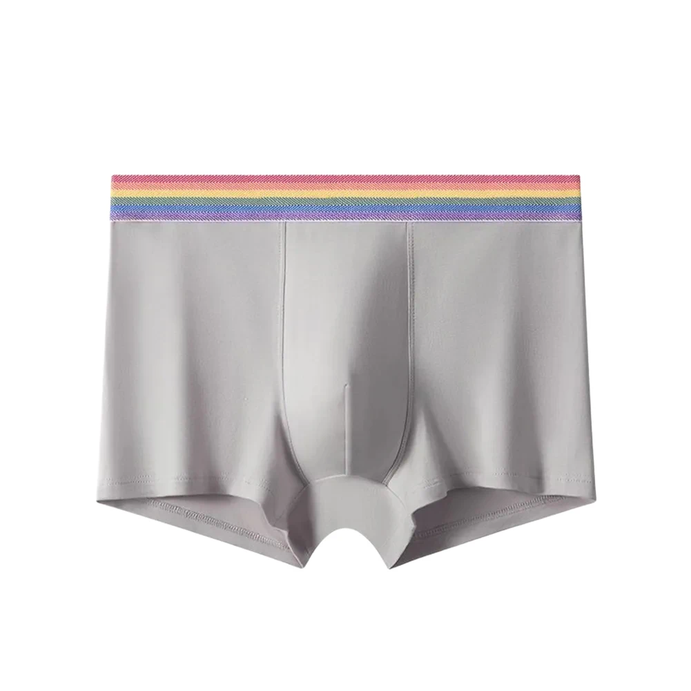 メンズコットンソフトボクサーパンツ - U凸ポーチ付きミッドウエストトランクス、速乾性と快適な下着