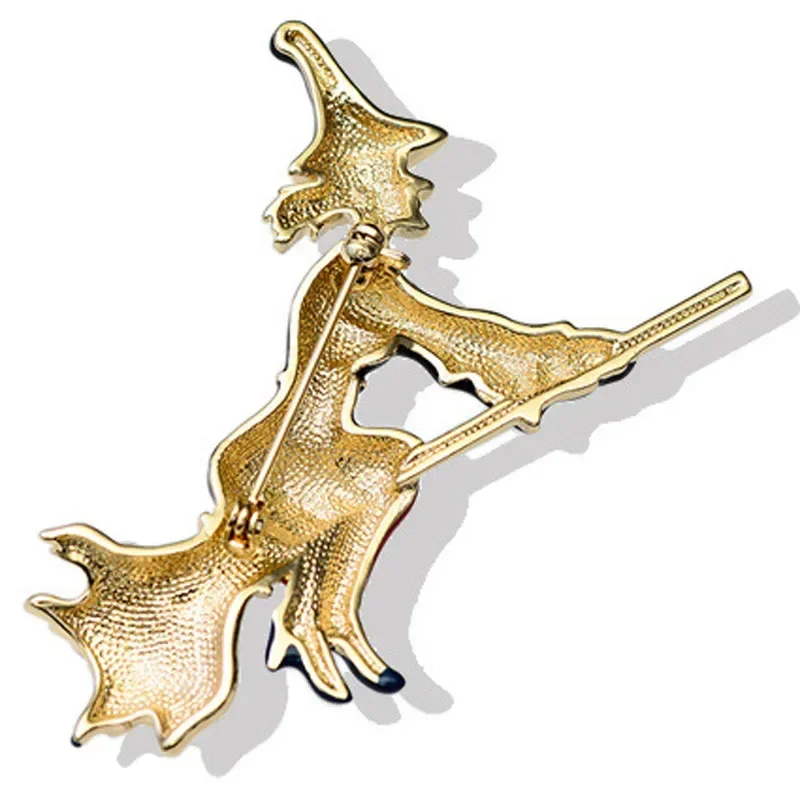 Cartoon Brooch Portrait Witch Brooches Broom Personality Creative Sweater Overcoat Accessories Vintage Classic High Quality Gift image 6
