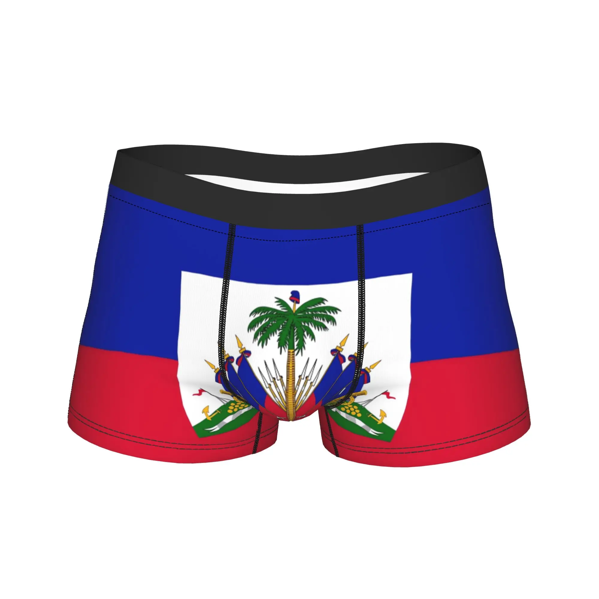 Haiti Vertical Flag Boxer Brief  Underwear Quality Males Novelty Trunk Customs Plus Size Panties