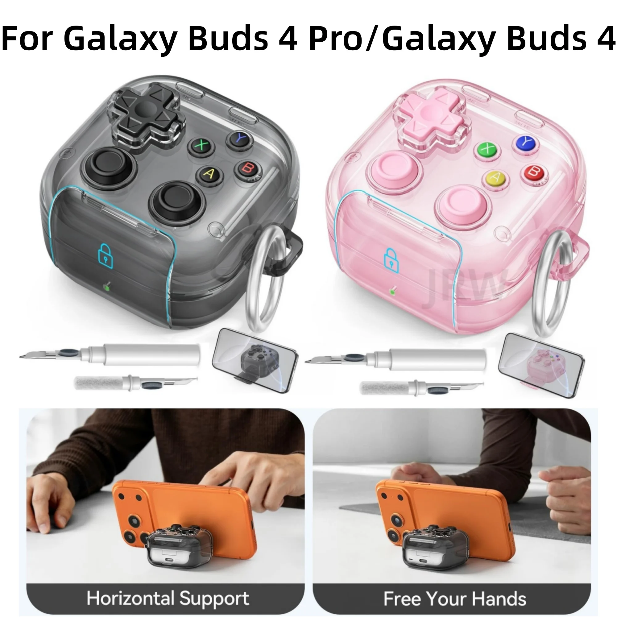 Safety Lock for Samsung Galaxy Buds 4Pro/Buds 4 Earphone Case with Pressable Button Phone Stand Design for Samsung Galaxy Buds 4