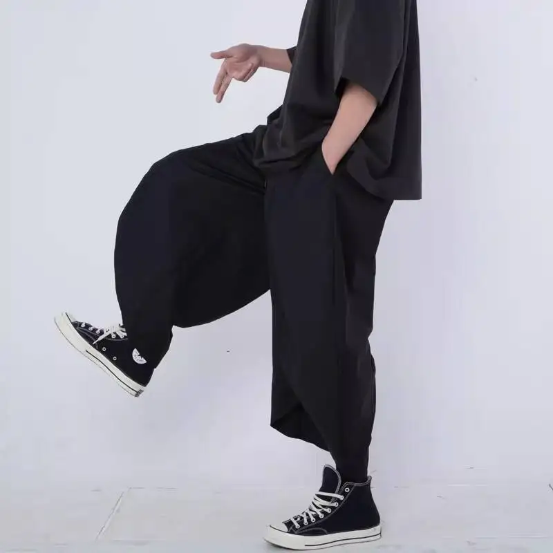 

Original Trendy Brand Split Design Wide-Leg Men's Casual Pants Men's Long Dark Style Couple Curved Scimitar Pants