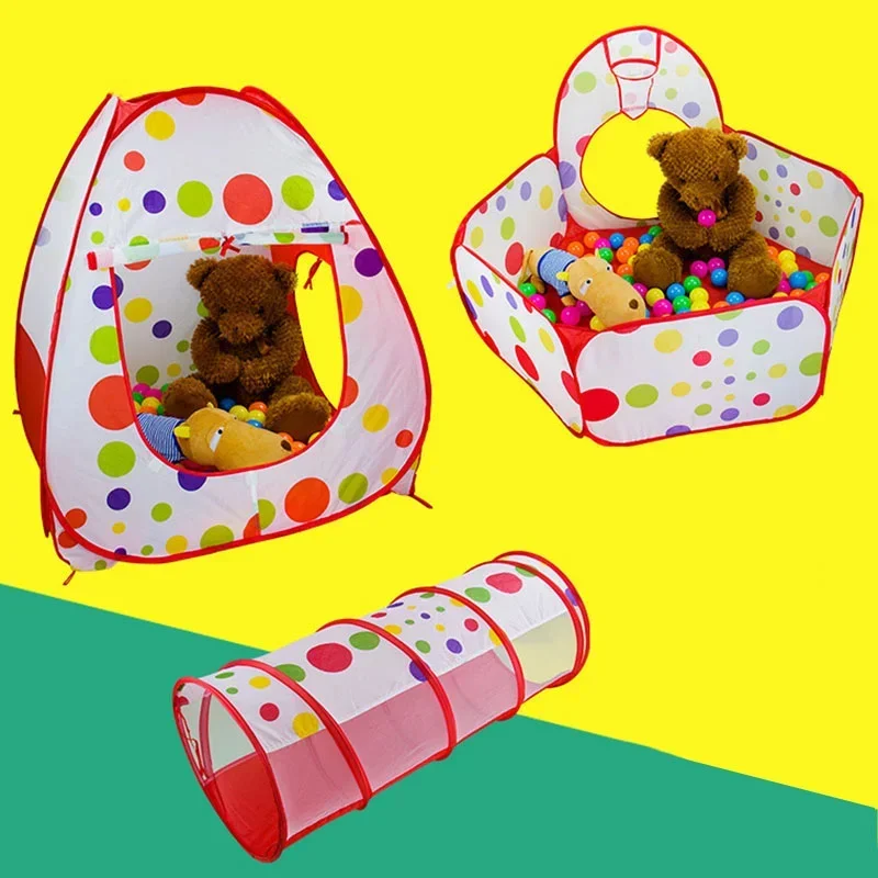 Tenda giocattolo per bambini 3 in1 pieghevole per neonato piscina con palline asciutte per bambini parco giochi per interni parco tunnel giocattoli regalo per bambini 0-6 anni