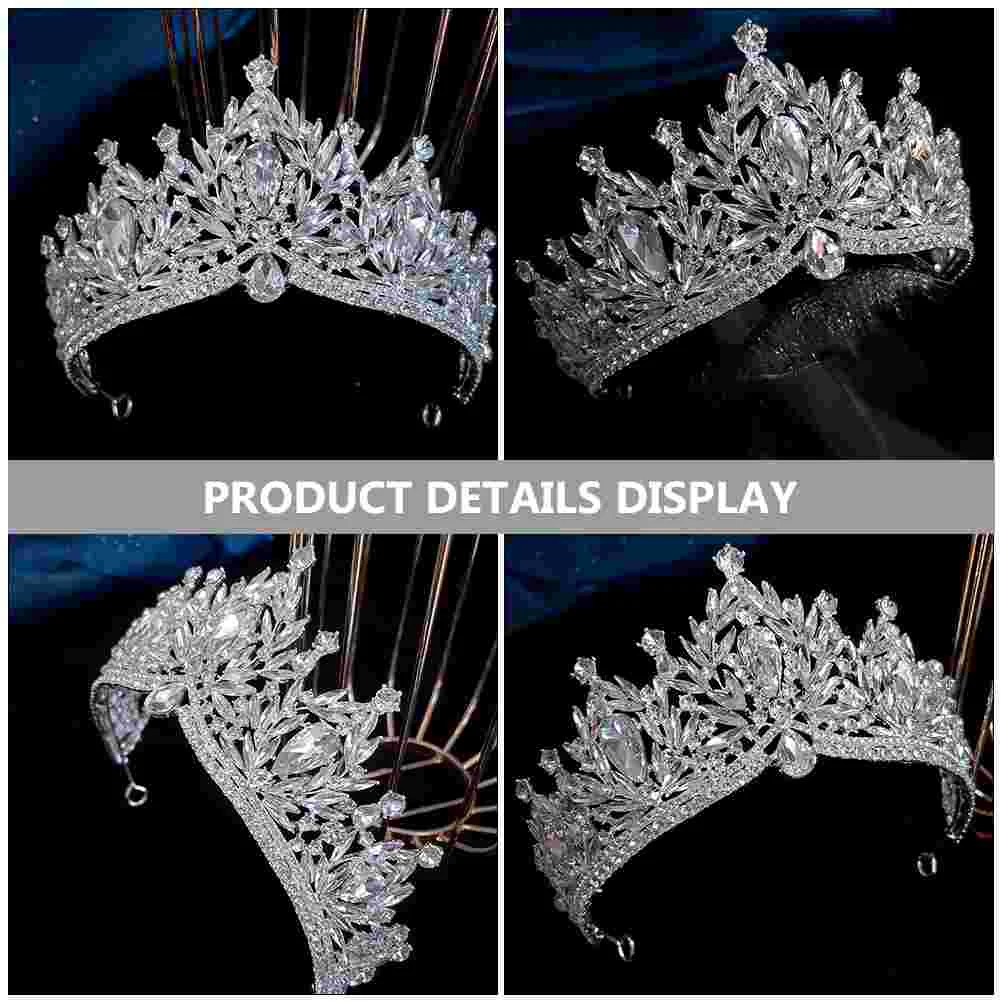 Silver Zinc Alloy Rhinestone Crown Bridal Wedding Bride Headwear Girls Tiaras Stylish Birthday Hair Accessories