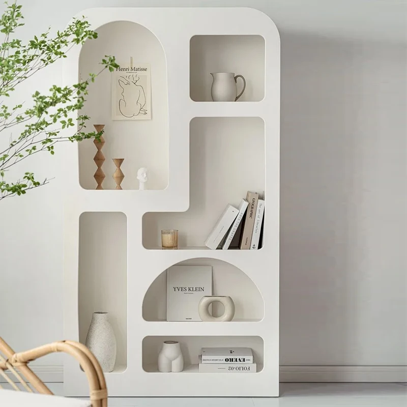 Nordic Simple White Entrance Display Cabinets Living Room Cabinets Arch Cave Storage Curio Cabinet Floor Bookcase Home Furniture