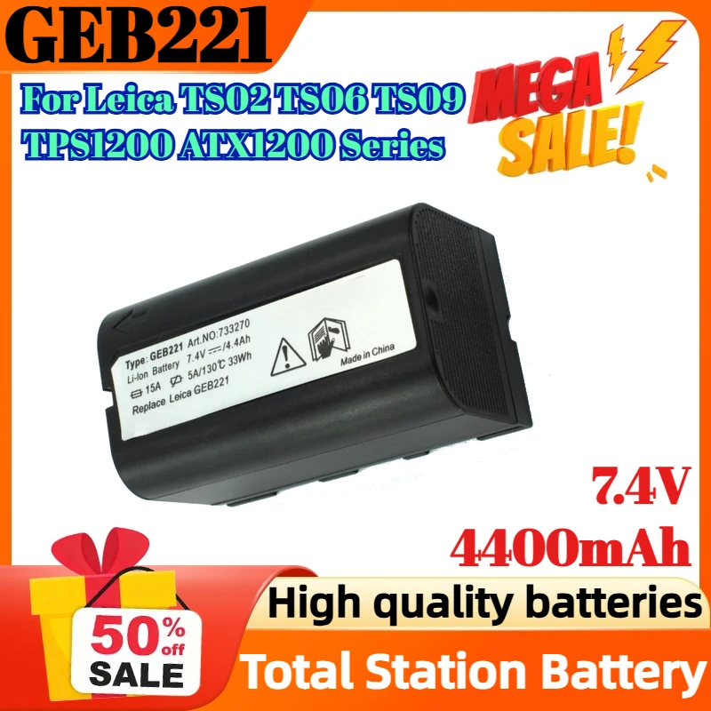 

GEB221 литий-ионный аккумулятор 7,4 В 4400 мАч для Leica TS02 TS06 TS09 TPS1200 серии ATX1200 аккумулятор для геодезического тахеометра