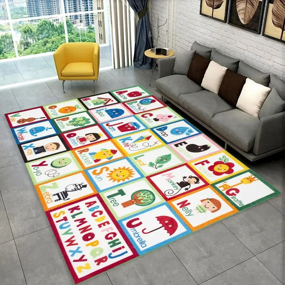 ABC Cartoon Alphabet Children Crawling Kids Playroom Early Education Area Rug,Carpet for Living Room Bedroom Sofa,Non-slip Mat