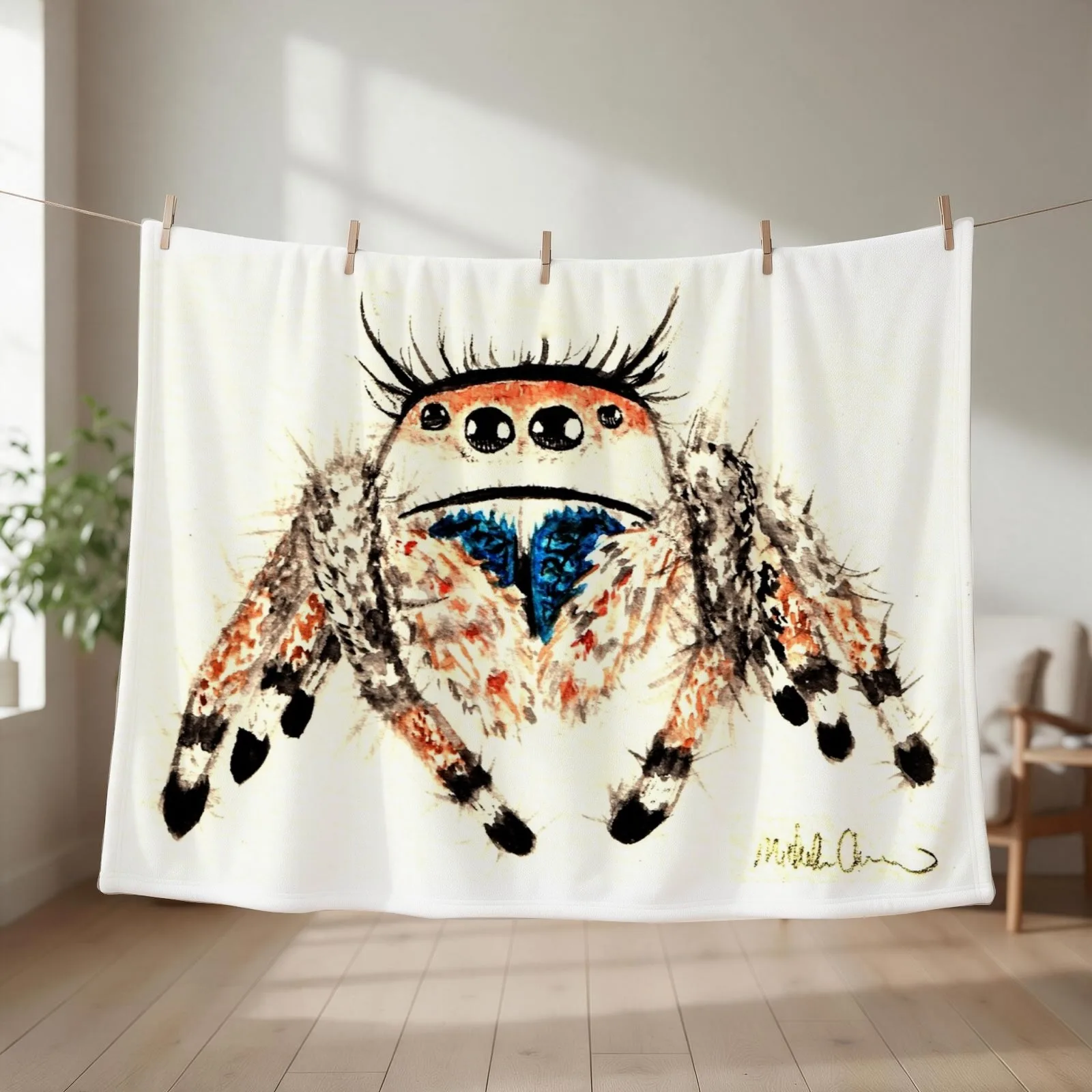 Phid. Regius Jumping Spider Watercolor Throw Blanket blankets and throws For Decorative Sofa for babies Custom Blankets