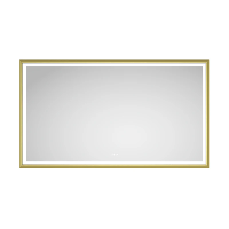 

72 дюйма Ш х 48 дюймов. H Большое прямоугольное светодиодное зеркало в рамке с защитой от запотевания и регулируемой яркостью, настенное крепление для туалетного столика в ванной комнате, комплект настенного зеркала HD