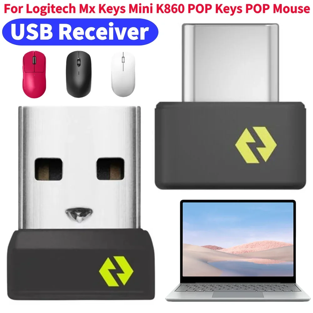 Adaptador USB Inalámbrico Compatible con 6 Dispositivos, Adaptador Inalámbrico con Puerto USB-C para Logi Bolt, Mx Keys, Mini POP Keys, Ratón, Teclado