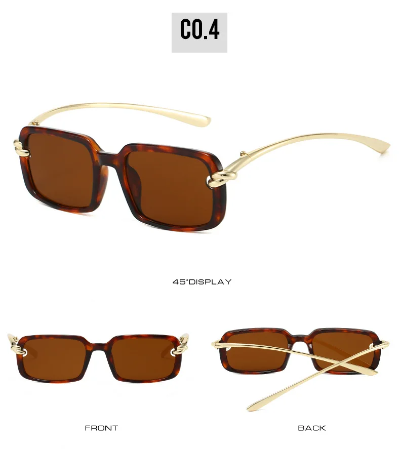 2026 Neue trendige quadratische Retro-Brille | Goldknoten-Detail und Metallbügel | Y2K Edgy-Girly-Stil – Detail 10