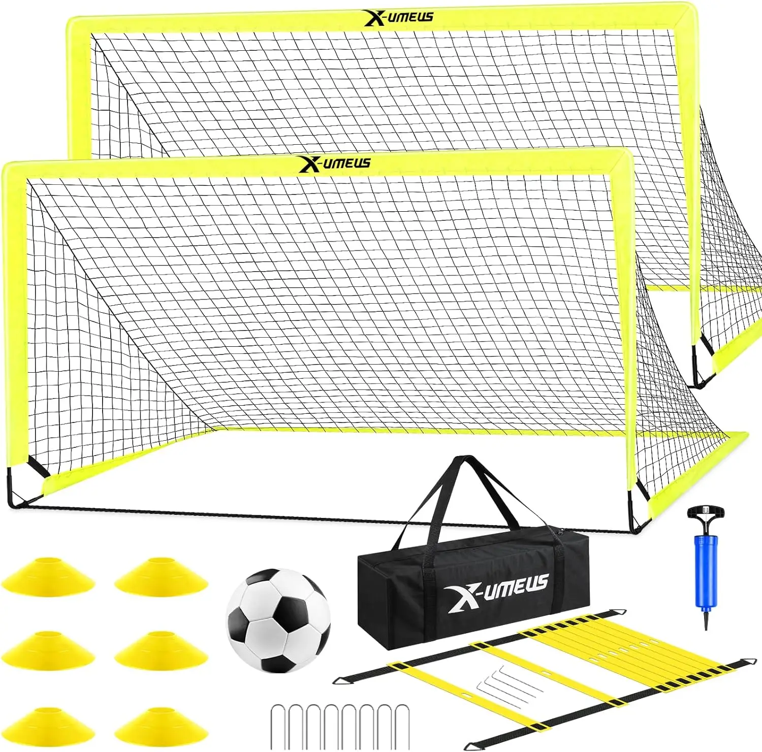 

Kids Soccer Goals for Backyard Set of 2, 6x4 ft Portable Pop Up Soccer Goal Training Equipment =