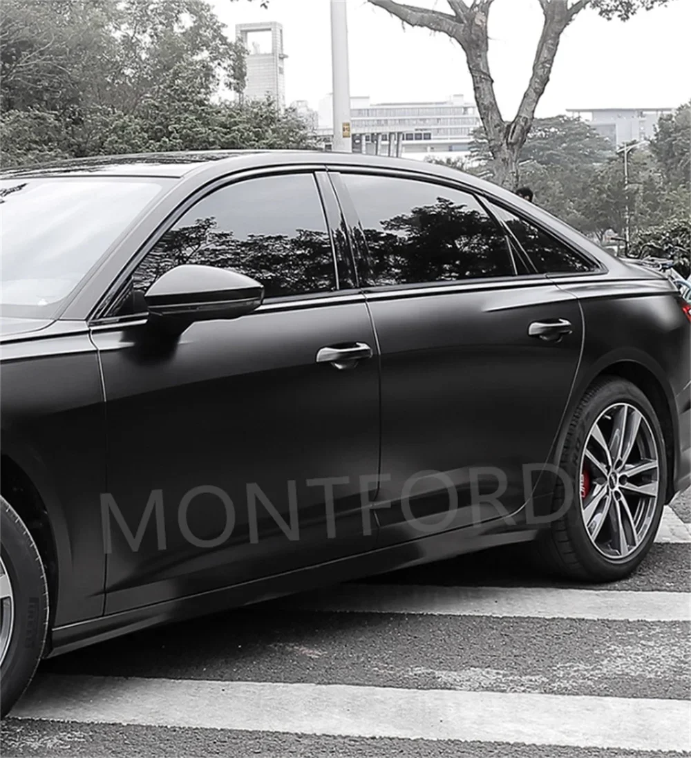 

For AUDI A6 S6 2019-2025 (black ) car styling Black Steel Window Molding Frame Strips Trim Cover