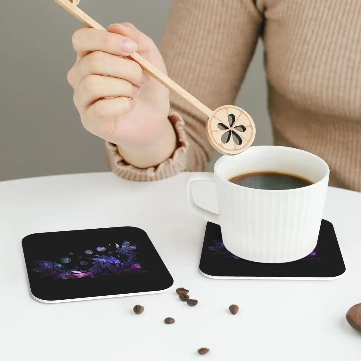 Monster Hunter World - Mizutsune Coasters PVC Leather Placemats Waterproof Coffee Mats for Home Kitchen Dining Pads Set of 6