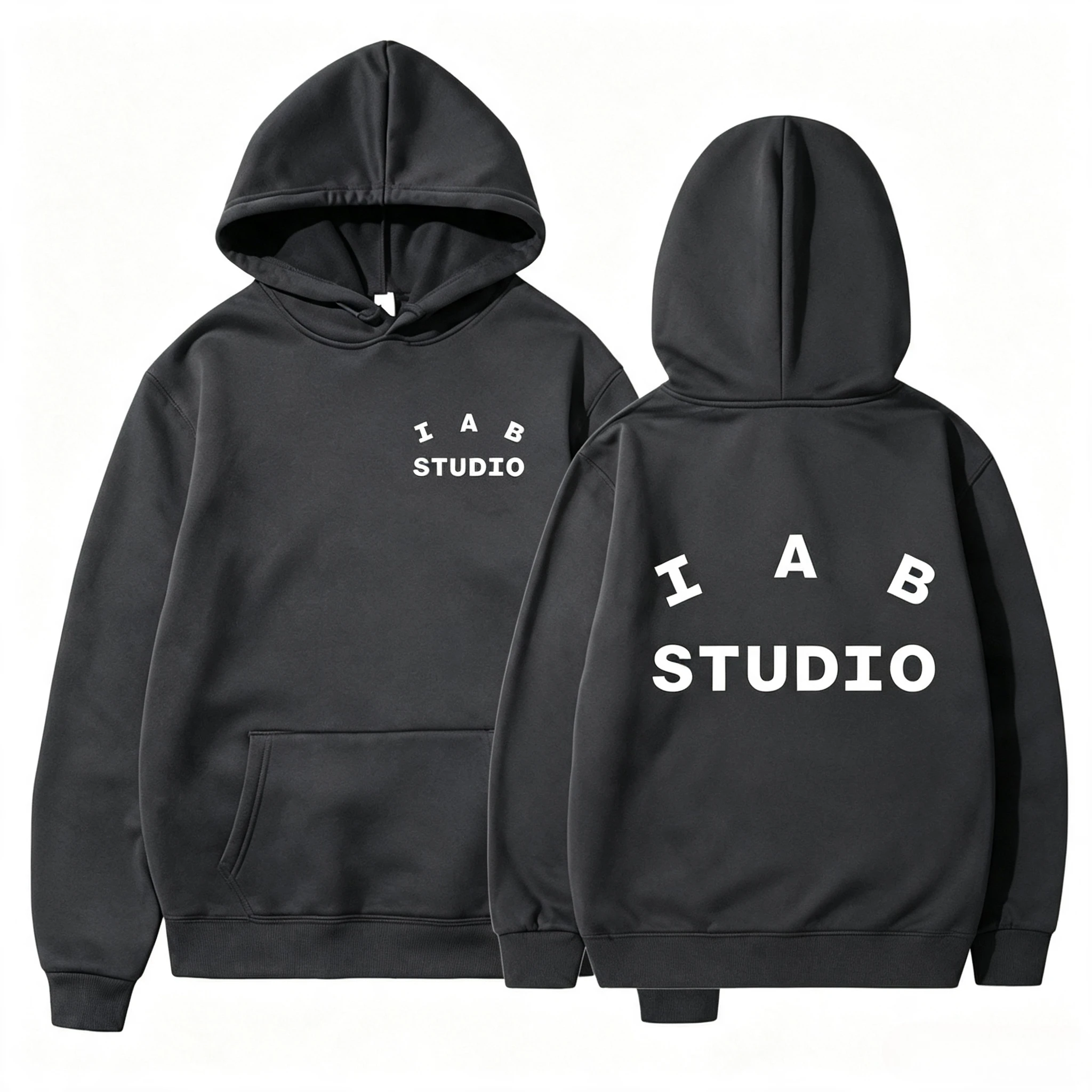 2026 Minimal Letter Print Hoodie Dark Grey Unisex Long Sleeve Hooded Sweatshirt