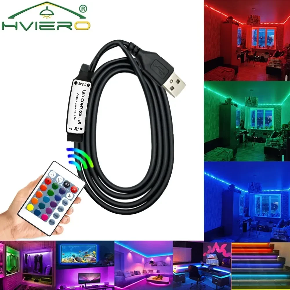 3K 17K 24K Wireless Remote Key DC 5V USB RGB Control LED Light Strip Led Controller 144w High-power Dimmers Switch Discoloration