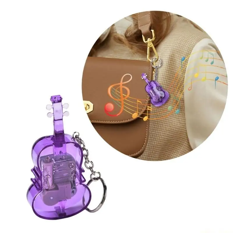 31BF Small Violin Music Box Pendant Elegant Hanging Ornament Vintage Music Box