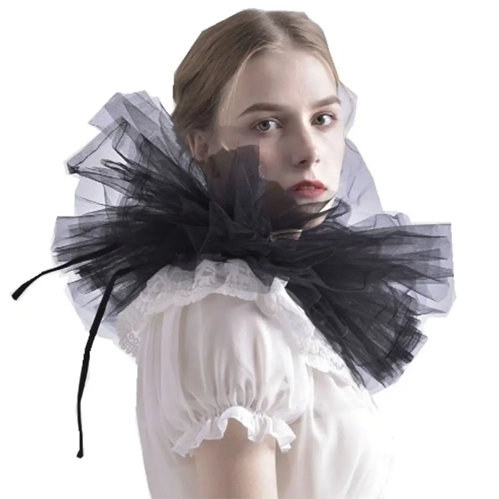 Fashion Victorian Fake Collar Ruffled Lace Detachable Jabot Collar Classic Vintage Neck Collar Stage