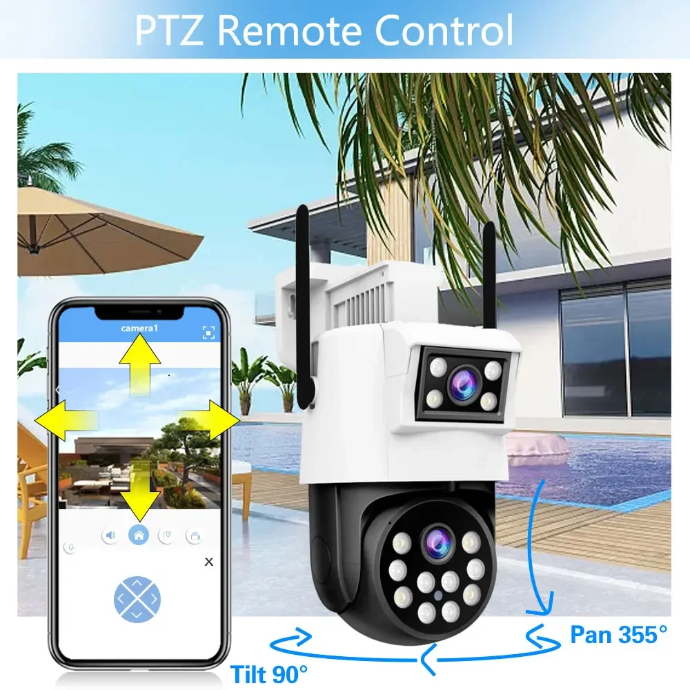 10x Ptz Zoom Ip Camera 4G Sim Kaart Buiten Ptz 8mp Hd Dual Lens Beveiliging Cctv Cam Ai Human Tracking Color Night Vision Icam365