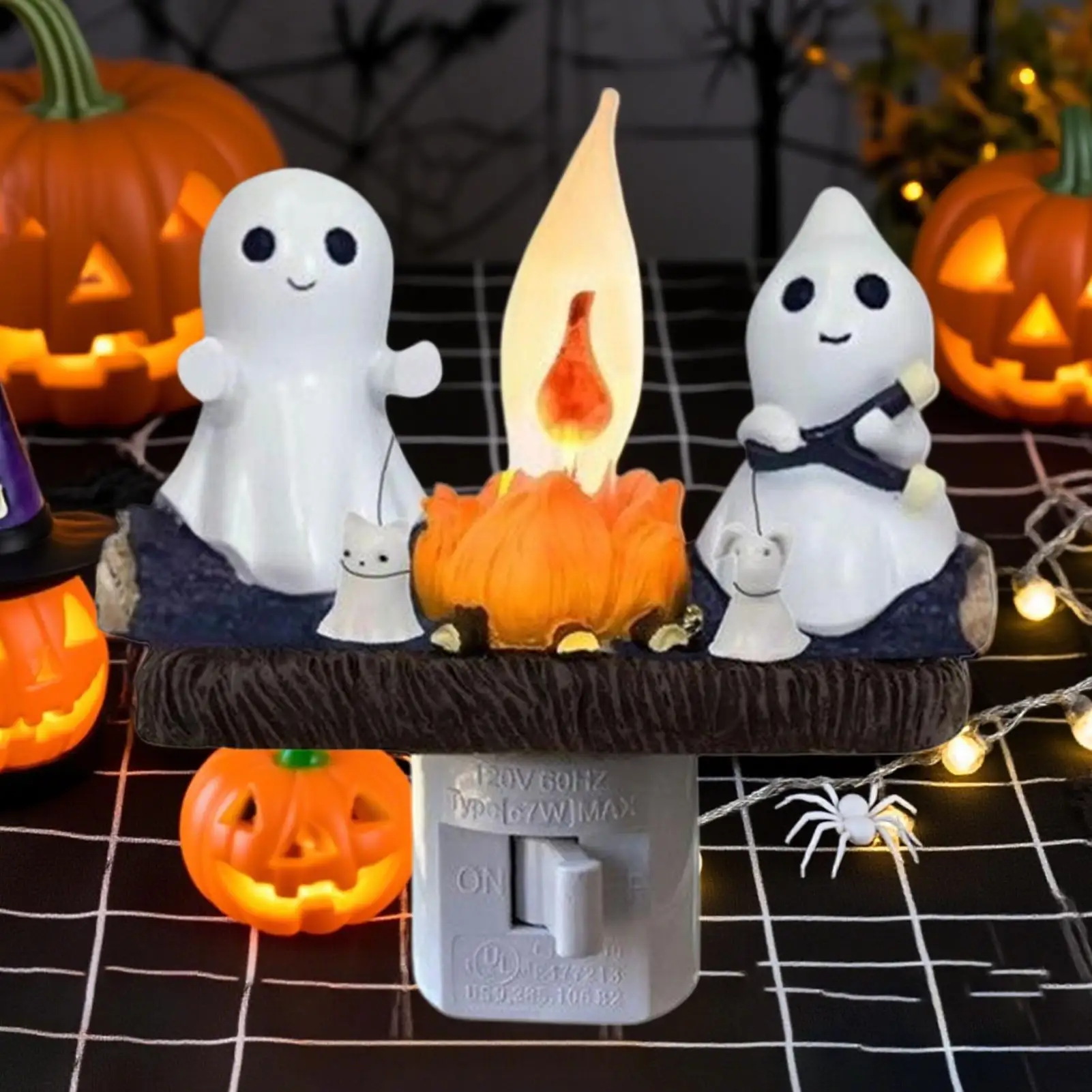 

Ghost Campfire Nightlight Ghosts Campfire Flicker Flame Halloween Nightlight Resin Spooky Party Decor Festive Decoration