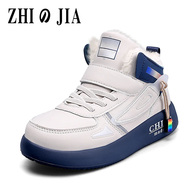 

2025 Children Boots Winter Kids Snow Boots Sport Children Shoes For Boys Sneakers Fashion Casual Leather Girls Shoes High Top