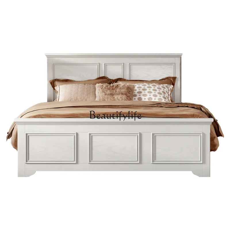 

ls 04American solid wood bed white 1.5m modern minimalist Nordic ash wood