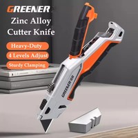Greener SK5 Utility Knife Zinc Alloy Grip Triple Retractable Design 3 Blades Free Industrial Grade High Efficiency Cutting Tools