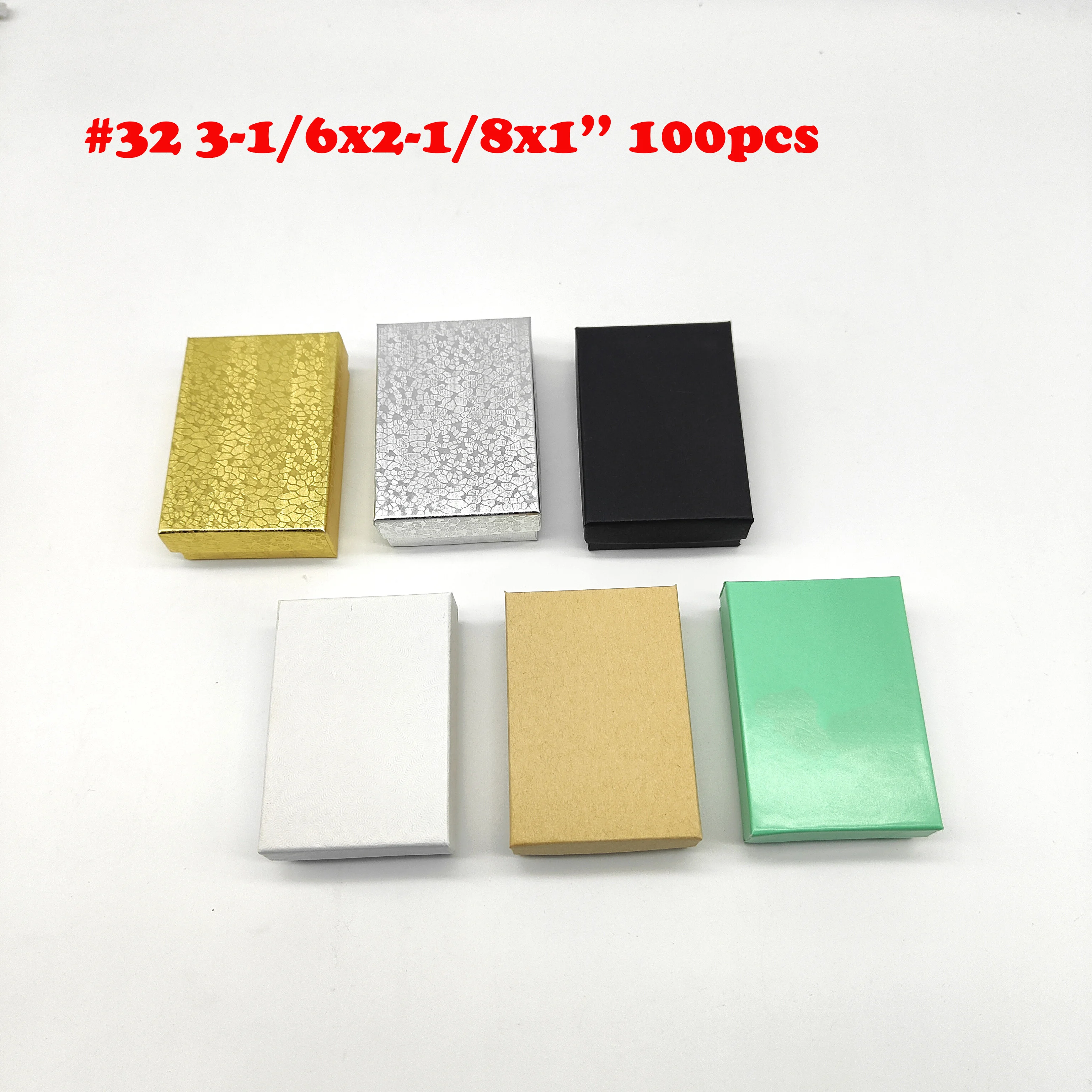 #32 Gold Foil High Quality Cotton Filled Paper Boxes For Jewelry Set 3-1/6x2-1/8x1‘’(100pcs/carton