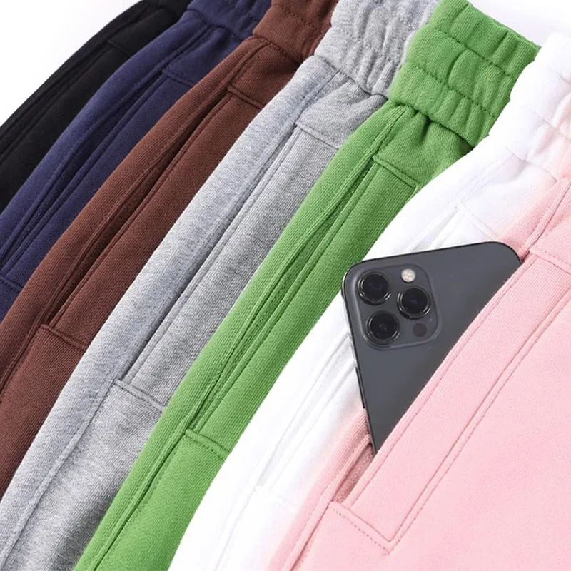 Casual Trousers Women's 100% Cotton Straight Pants Pink Sweatpants Loose Female Drawstring Bundle Foot Harem Pants Spring Autumn