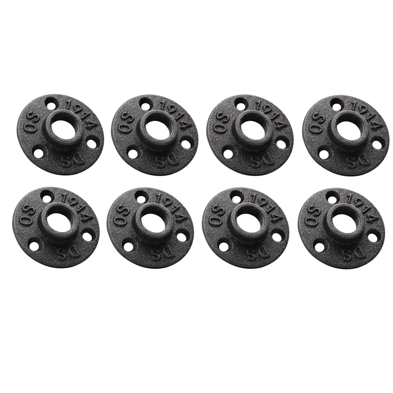 

3/4 Inches Malleable Cast Iron Pipe Flange, 3/4 Inches Black Pipe Threaded Pipe Nipples, 8 Pcs