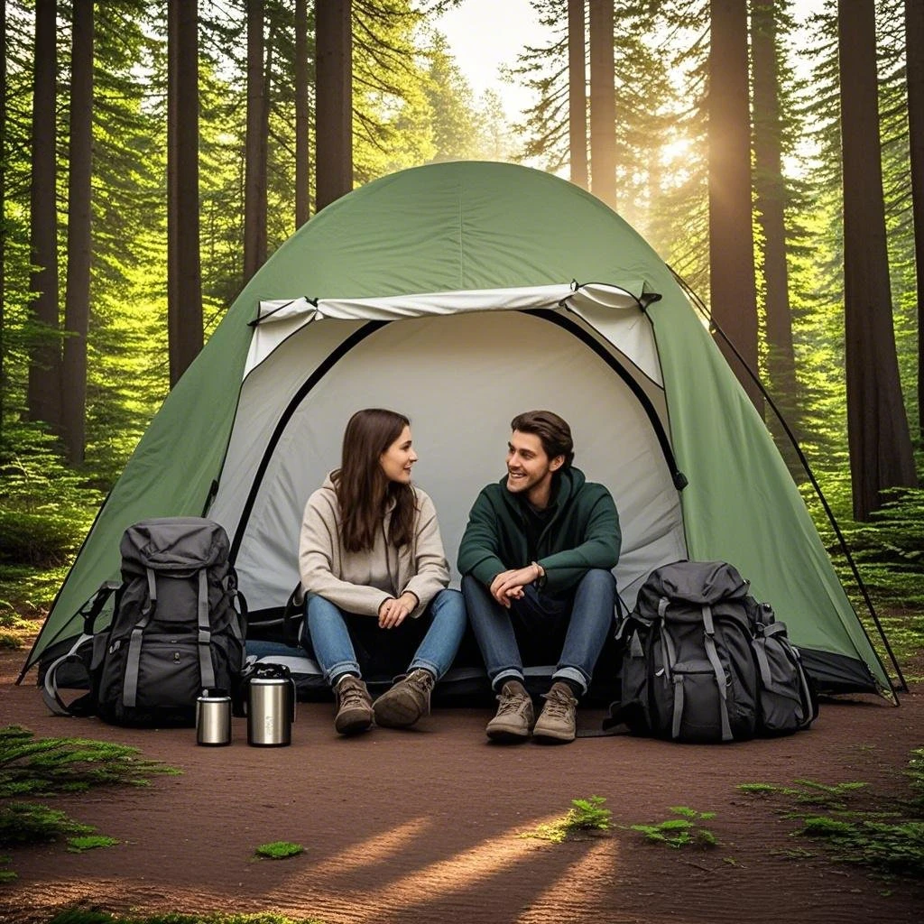 

Lightweight 3-Person Family Camping Tent, Waterproof PU4000mm, Double-Layer, 2 Doors, Easy Setup with Good Ventilation