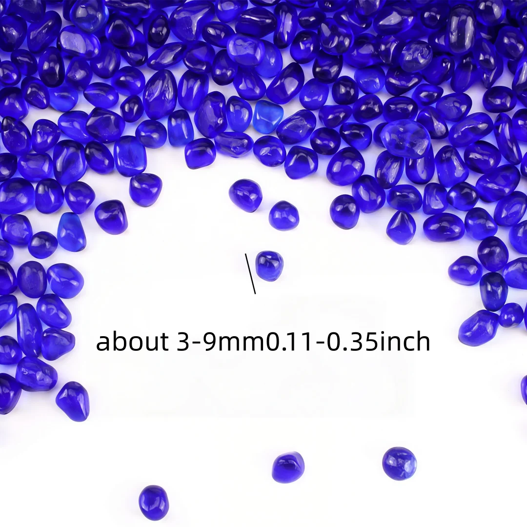 Deep Blue glass Crushed Stone, Deep Blue Crystal Chips for Mandala Offering, Fish Tank Aquarium Decor, Vase Filler view 2