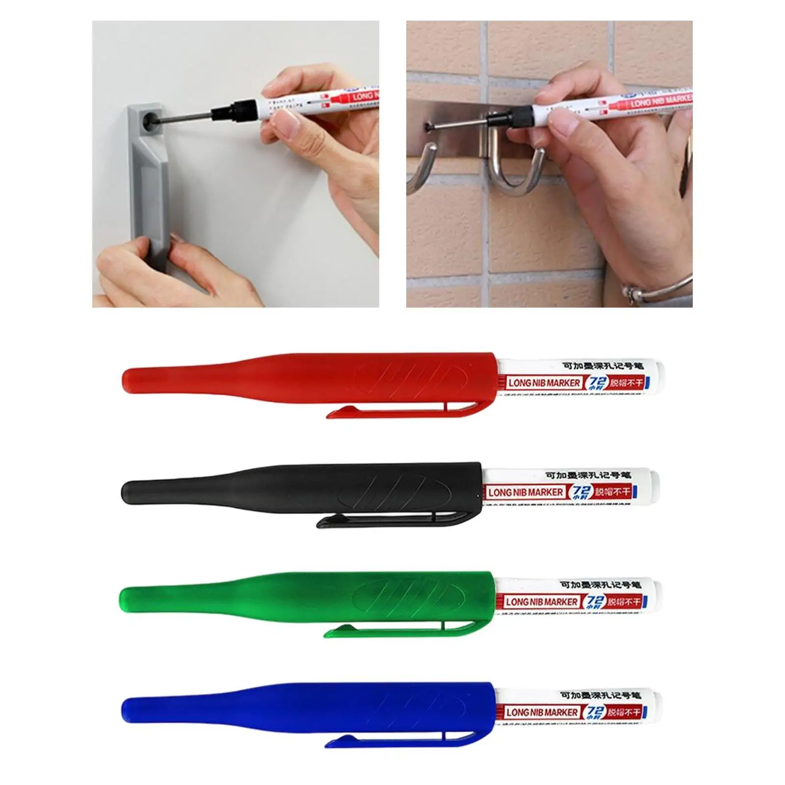 4Pcs 32mm Long Head Deep Reach Markers Woodworking Stone Ink Refill Tool Pen