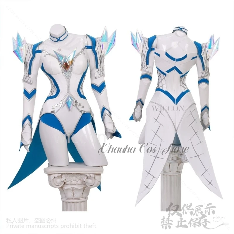 Disfraz de Reina Emma Anime Game Rivals, disfraz de Cosplay de cuero blanco, mono Sexy, zapatos de fantasía Lolita, conjunto de pelucas para Halloween