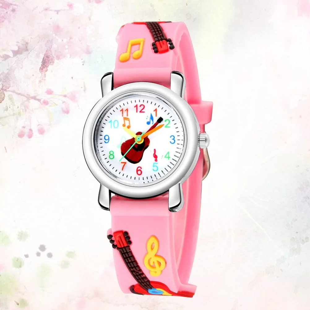 

Guitar Pattern Watch Pink Stylish Comfortable Durable Strap Wristwatch Birthday Gift for Students