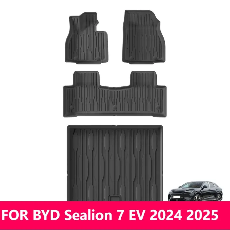 

Для BYD Sealion 7 EV 2024 2025 автомобильные коврики TPE 3D водонепроницаемые черные