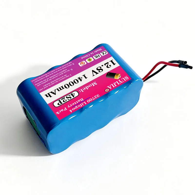 12.8V 14Ah LiFePO4 32700 4S2P Battery Pack with BMS Waterproof for Marine Outdoor Rechargeable Energy Storage.
