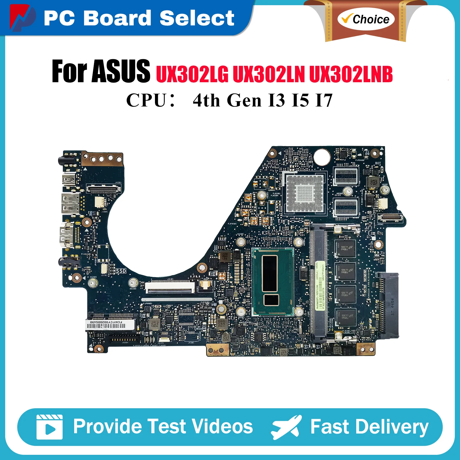 

UX302LA Материнская плата для ноутбука ASUS ZenBook UX302LN UX302LG UX302LA UX302LNB UX302L Материнская плата с процессором I3 I5 I7 ОК быстрая доставка