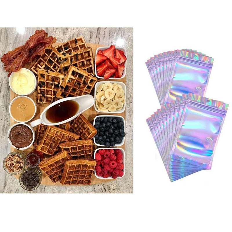 Bolsas holográficas de 100 piezas para almacenamiento de alimentos, bolsas sellables y resellables para recuerdo de fiesta, Color holográfico, 2X3 pulgadas y 4X6 pulgadas