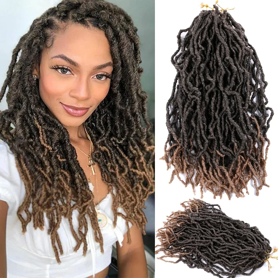 14-calowe syntetyczne krótkie nowe warkocze Faux Locs Ombre Soft Locs Crochet Hair Goddess Locs Crochet Hair For Black Women And Kids