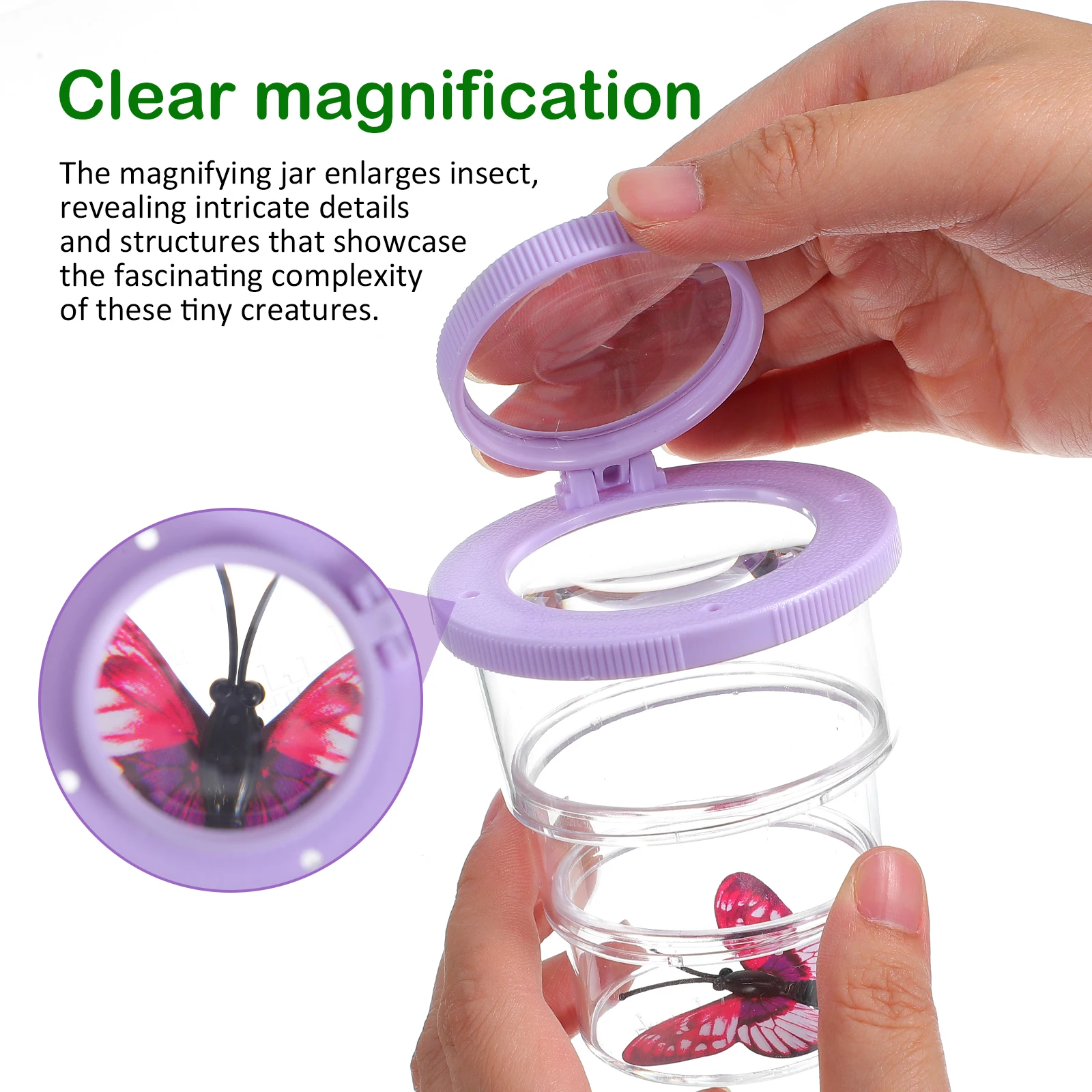 

1 set Box Clear Magnifying Jar Viewer Breeding Container Outdoor Kit insect jar observing tool
