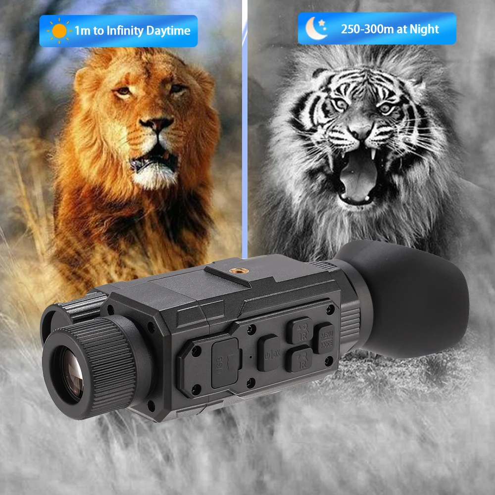 LG66 Infrared Monocular Hunting Digital Night Vision Goggles 1080P Video Camera for Helmet 8X Zoom Long Range Viewing