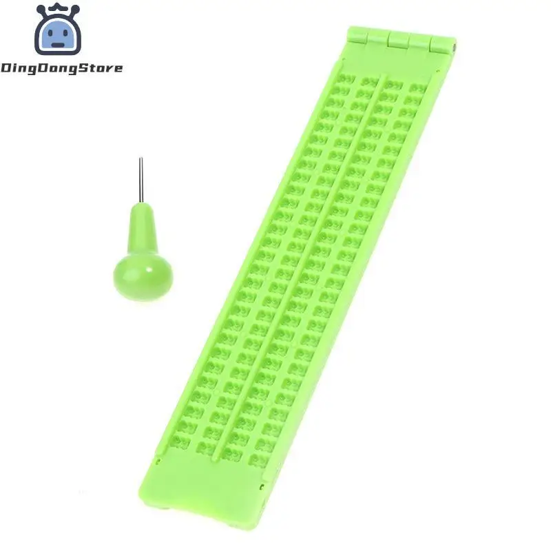 1Pc Plastic Braille Writing Slate Portable Practical Vision Care With Stylus Plastic School Learning Green Tool Accessory