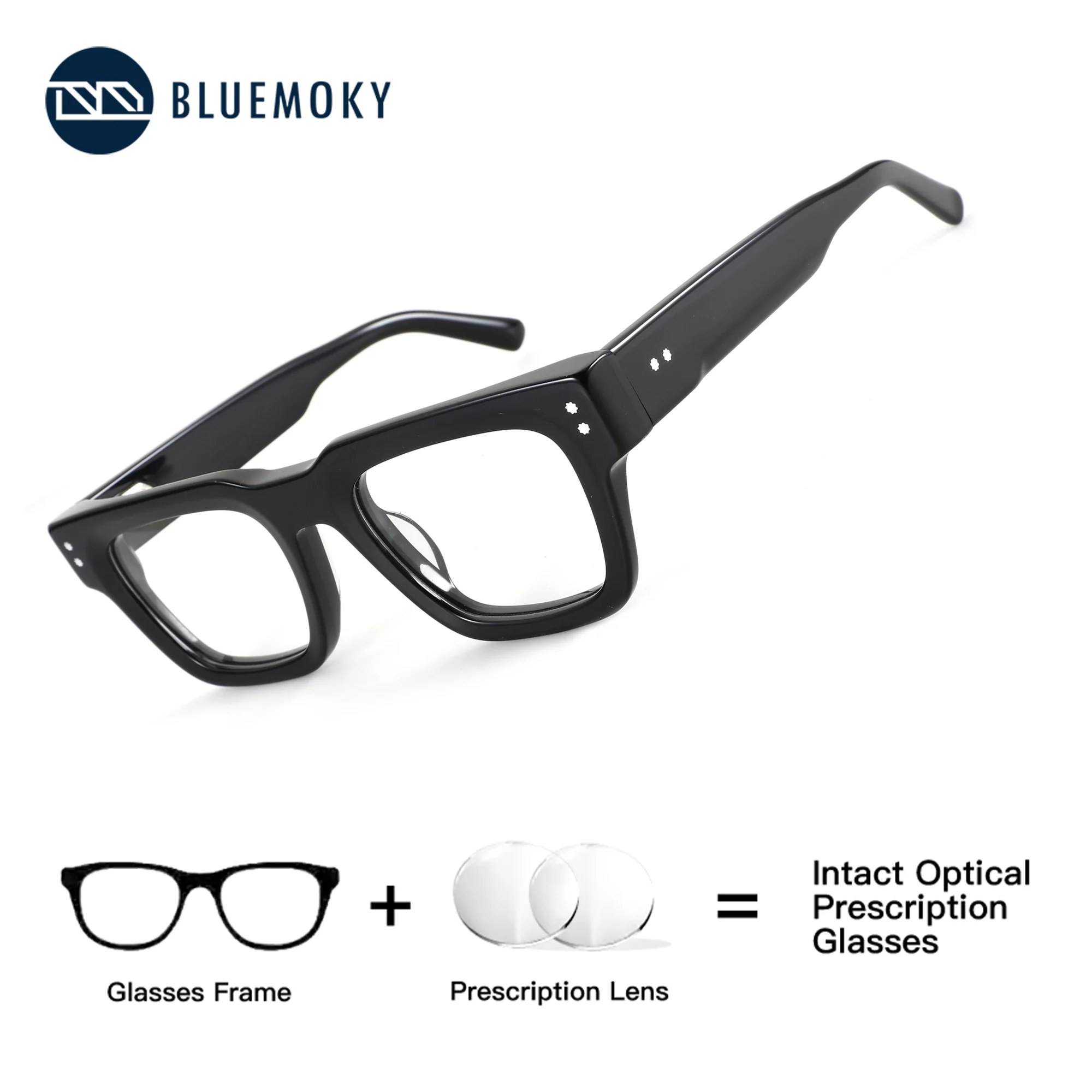 

BLUEMOKY Square High Prescription Glasses For Men Acetate Photochromic Anti Blue Light Myopia Eyeglasses